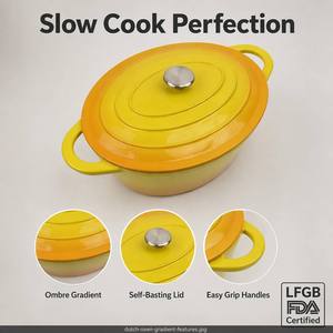 <span class=keywords><strong>Cocotte</strong></span> ovale en <span class=keywords><strong>fonte</strong></span> émaillée Senny 29cm 33cm, dégradé orange-jaune, avec couvercle et double poignée, vente en gros usine - Product Image 2