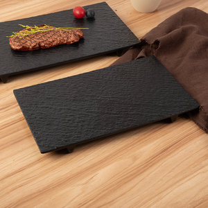 Présentoir à sushi japonais, assiette <span class=keywords><strong>en</strong></span> ardoise noire, plateau à vaisselle, ardoise durable, <span class=keywords><strong>barbecue</strong></span>, texture <span class=keywords><strong>en</strong></span> <span class=keywords><strong>pierre</strong></span>, assiette rectangulaire <span class=keywords><strong>en</strong></span> mélamine - Product Image 2