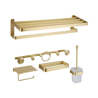 Ensemble d'accessoires de salle de bain en métal au design contemporain doré brossé, garantie 5 ans, respectueux de l'environnement, prévention de la corrosion - Cuivre