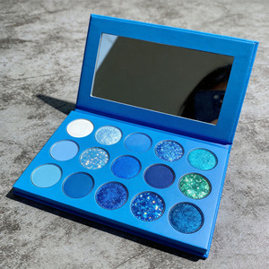 Custom 15 Color Custom Smokey Eye <b>Blue</b> Glitter <b>Eyeshadow</b> Makeup <b>Palette</b> High Quality - Product Image 1