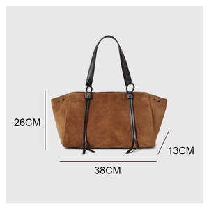 Women's Vintage Trendy Suede Tote Handbag Daily Use Solid Color PU Purse with Polyester Lining <strong>Slouchy</strong> Hobo <strong>Shoulder</strong> <strong>Bag</strong> - Product Image 3