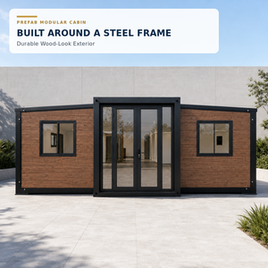 Casa Contenedor Modular Prefabricada Moderna NewGen de 20 Pies, Diseño de Villa con Exterior de Aspecto de Madera, Forma Rectangular, Impermeable, 1 Año de Garantía - Product Image 1