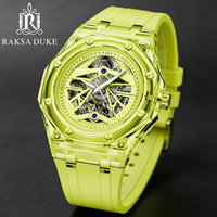 Montre automatique pour homme RAKSA DUKE avec logo personnalisé, cadran squelette de 44 mm, fabrication OEM ODM