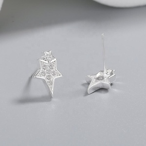 Boucles d'oreilles clous tendance en argent, vente en gros, avec zircon AAA pour femme, en argent sterling 925, boucles d'oreilles Moissanite pour femme - Product Image 4