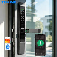 Serrure de porte coulissante intelligente Tolink Tuya Wifi avec empreinte digitale, serrure de porte en verre fine pour porte à cadre en aluminium