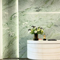 Îlot de cuisine en marbre vert, comptoir poli, grande dalle pour hôtel, villa, salle de bain, carrelage écologique pour escaliers et sols