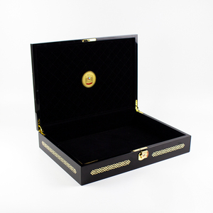 Custom Handmade Piano Paint Mdf Empty Gift Packaging Box Luxury Wooden Gift Box With Metal Logo