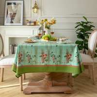 Nappe carrée en polyester vert de style chinois traditionnel, gaufrée, personnalisable, motif floral de vigne, anti-poussière, pour salle à manger