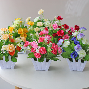Décoration de jardin Bunga, petites fleurs artificielles, <span class=keywords><strong>bonsaï</strong></span> vert dans un pot en forme de clôture - Product Image 4