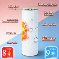 Gobelets fins de 20 oz pour sublimation, en acier inoxydable, disponibles en stock aux États-Unis