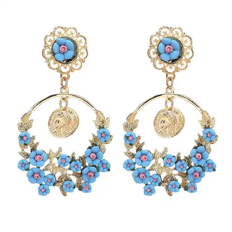Factory direct sales personalized earrings ladies new retro metal handmade pendant earrings fashion jewelry wholesale