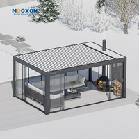 Mooxon Offres Spéciales moderne Pergola persienne électrique auvent pergolas motorisées Gazebo extérieur en aluminium avec lumières LED