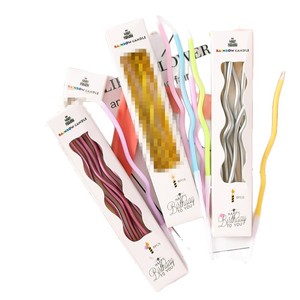 <span class=keywords><strong>Vela</strong></span> Espiral Decorativa para Pastel de Cumpleaños, Hecha a Mano con Cera de Parafina, Estilo Retro, Curva, para Fiestas - Product Image 6