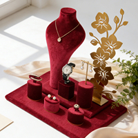 Jinsky – Présentoir de Luxe en Velours Vert pour Bijoux, Support pour Colliers, Bagues et Boucles d'Oreilles, Accessoires de Vitrine pour Comptoir de Bijouterie