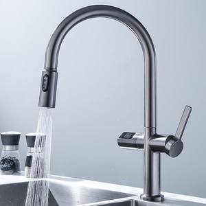 Schwarz herausziehen Wasserhahn Küchen spüle Wasserhahn 2 Funktionen Sprayer Touch Steel Modern Contemporary Ceramic Hotel - Product Image 4