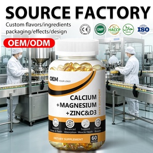 Complément alimentaire pour la santé immunitaire en gélules molles de calcium, magnésium, zinc, D3 et K2, marque privée OEM, capsules molles de magnésium D3 + zinc complexe - Product Image 1