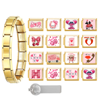 Valentijnsdag Italiaanse charme armband zilver roestvrij staal roze hart dobbelsteen liefde Italiaanse charme Valentijnsdag