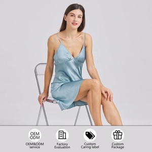 Sexy 6A Lớp Bất Silk 100% Dâu Lụa Đồ Ngủ Vòng/V Cổ Phụ Nữ Nightdress - Product Image 4
