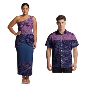 Ropa <span class=keywords><strong>de</strong></span> Pareja <span class=keywords><strong>de</strong></span> Estilo Polinesio, Camisas Casuales Hawaianas <span class=keywords><strong>de</strong></span> Talla Grande para Hombre, Diseño Tribal Samoano, Conjunto <span class=keywords><strong>de</strong></span> <span class=keywords><strong>2</strong></span> Piezas Puletasi para Mujer - Product Image 1