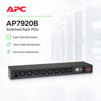 APC AP7920B 1U Rack PDU Unité de distribution d'alimentation intelligente 2,5 kW/208 V 12 A Acier 8 prises Usage industriel pour armoires rack