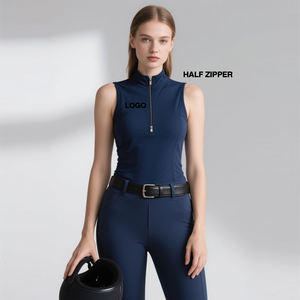 Camisa ecuestre única ARLAN para mujer, polo ecuestre sin mangas, ropa ecuestre - Product Image 1