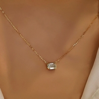 Collier avec pendentif en argent sterling S925, serti clos, émeraude taille éclat, diamant Moissanite couleur D VVS, avec chaîne