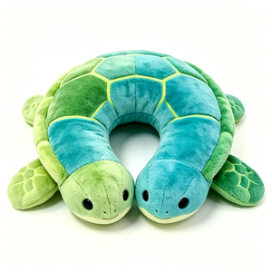 <b>Double</b>-Headed Turtle Neck <b>Pillow</b> - Soft Gradient Green-Blue Plush U-Shaped Travel <b>Pillow</b>, Kids’ Airplane/Car Ride Neck Support - Product Image 1