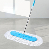 FF5880 39cm 49cm Balai plat en coton humide et sec avec manche en acier inoxydable pour le nettoyage des sols domestiques et hôteliers, balai à poussière commercial