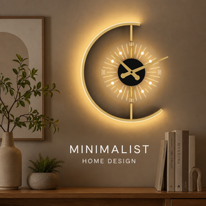 Artistic High-end Nordic Style Semicircle Moon Shape Modern Wall Sconce <b>Clock</b> Light Rechargeable Battery Wall Lamp Night Light - Product Image 2