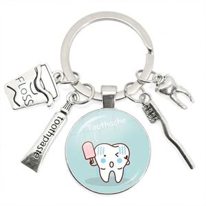 Wholesale Custom Promotional <b>Gift</b> Glass Dentist Keychain Toothbrush Toothpaste Teeth Dentist Alloy Metal Key Chains Accessories - Product Image 5