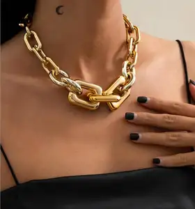 Punk Esagerato Spessa Curb Cubano Collana Del Choker per Le Donne di Colore Dell'oro Robusto Della Catena Del Collare Collane Collier Gioielli