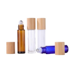 Botellas de Vidrio Grueso con Rodillo para Aceites Esenciales, 10 ml, Transparentes, Ámbar, Esmeriladas, con Tapas de Bambú, Vacías, en Existencia, al por Mayor - Product Image 5