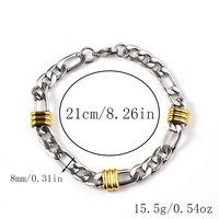 Bracelet chaîne cubaine vintage en acier inoxydable pour hommes, motif serpent torsadé bicolore, argent et or, vente en gros