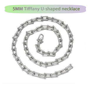 Collana a ferro di cavallo in argento puro 925 italiano, design neutro, versatile e adatta per coppie, catena universale a forma di U - Product Image 4