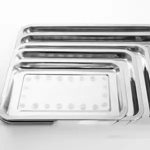 さまざまなサイズの耐久性のあるトレイステンレス鋼板長方形の正方形の食品用サービングトレイ