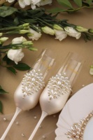 Cadeaux promotionnels de mariage personnalisés, faits main, gravés, en verre trempé durable pour coupes de toast nuptiales