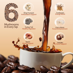 6 in 1 블렌드 개인 라벨 유기농 버섯 커피 가루 인스턴트 온더고 패킷 32 인분 - Product Image 4