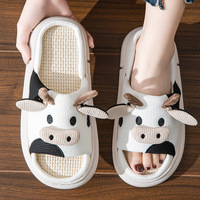 Anti-Skip Intérieur Maison pour Pantoufles pour Femmes Filles Respirant Vache-Design Chaussures De Maternité Antidérapant PVC Semelles Extérieures À La Mode Plat