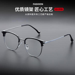 31139 Gafas refinadas de media montura para hombre, montura rectangular, lentes de PC, protección contra la luz azul, lentes reemplazables, origen Taizhou - Product Image 5
