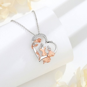 Joyería fina Collar con colgante en forma de corazón de <span class=keywords><strong>madre</strong></span> <span class=keywords><strong>e</strong></span> <span class=keywords><strong>hija</strong></span> de Plata de Ley 925 para el feliz Día de la <span class=keywords><strong>madre</strong></span> - Product Image 3