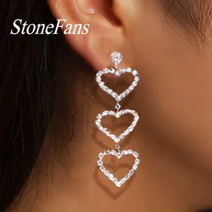 Cuore romantico di strass oro ciondola gli orecchini 2020 di modo Orecchini di pendente delle donne