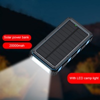 Power Bank Tenaga Surya Tahan Air Kapasitas Tinggi 20000mAh Li-Polymer Pengisian Cepat Ultra Tipis Portabel Dual USB/Type-C