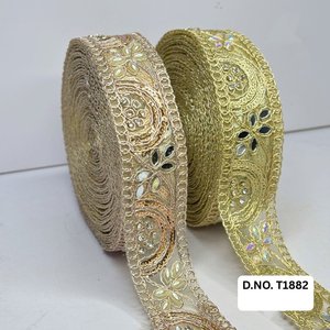 Bordes de encaje de brocado bordado personalizado de calidad superior por encargo Artesanía atemporal para boda/ropa para ocasiones especiales - Product Image 2