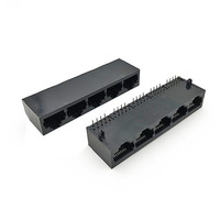 Connecteurs Ethernet Coorle 5921 à entrée latérale pour femelles, ports multiples, longueur de câble 72,33 m, 1x5 Cat3 RJ45 non blindé, noir, PCB 8P8C