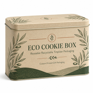 Boîte à biscuits en fer blanc réutilisable et recyclable, emballage cadeau personnalisé en métal pour biscuits - Product Image 5