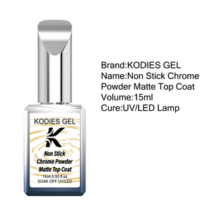 KODIES GEL Polvo cromado mate capa superior antiadherente <span class=keywords><strong>Topgel</strong></span> mate ruso sin HEMA/TPO Capa superior mate a prueba de cromo Man - Product Image 5