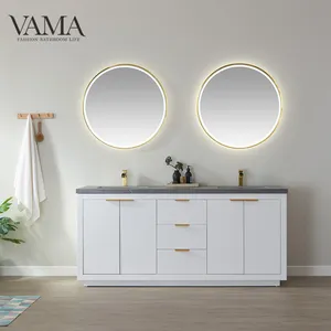 Vama 72 pouces nouveau Design armoire de salle de bain en chêne avec deux éviers