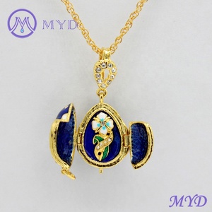 Phụ Nữ Chất Lượng Cao Trang Sức Chúc Mừng Ngày Lễ Phục Sinh Tay Men Red <span class=keywords><strong>Ladybug</strong></span> Faberge Egg Mặt Dây Chuyền Mề Đay Vòng Cổ - Product Image 5