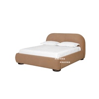 Lit plateforme rembourré en tissu bouclé rétro français, lit moderne taille King ou Queen pour chambre principale, hôtel, salle d'exposition, mobilier de maison