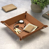 Organisateur de bijoux en cuir végétalien, plateaux de rangement, cuir synthétique, porte-objets multifonctionnel, plateau de rangement en similicuir vierge